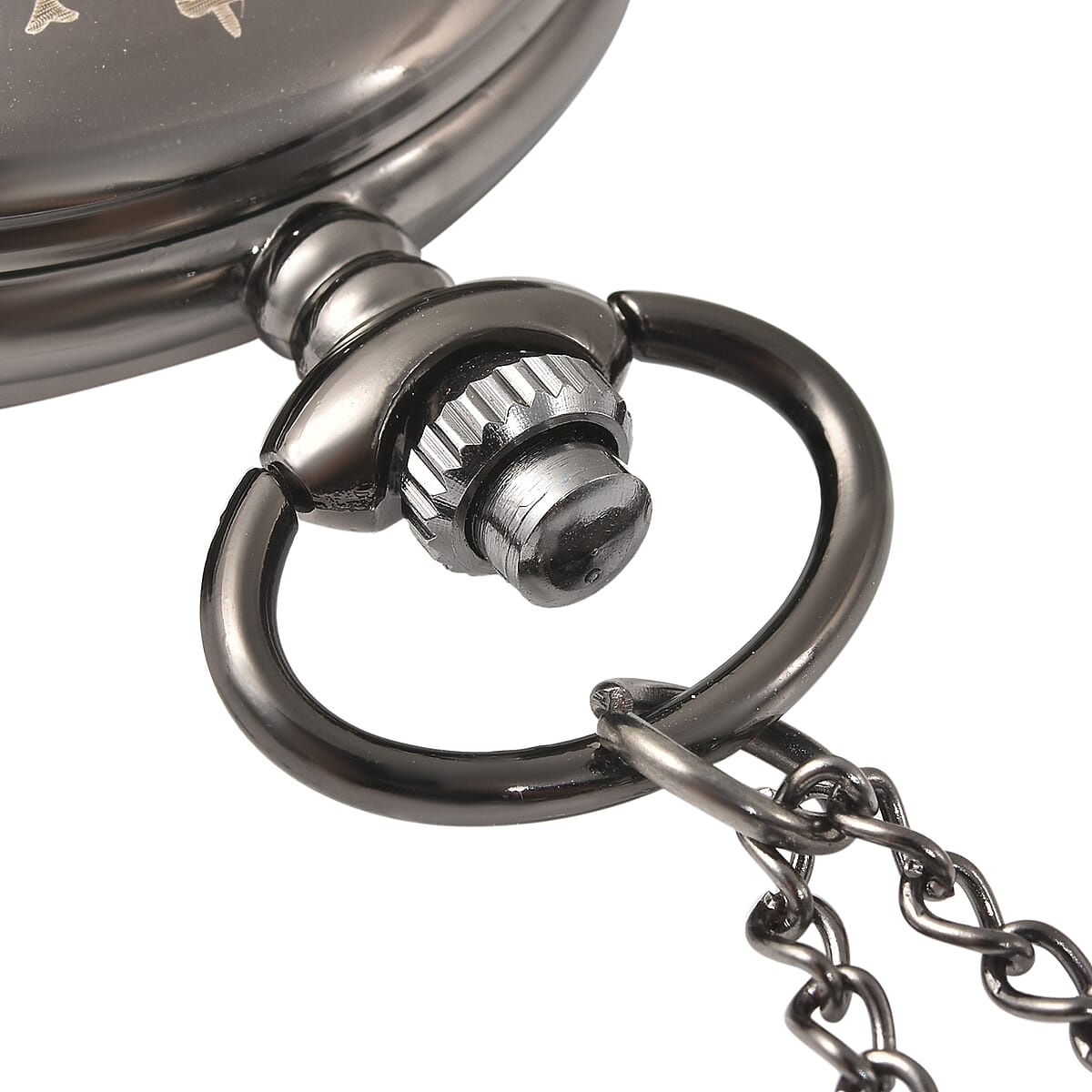 Strada Japanese Movement Grandson Laser Pattern Pocket Watch with Chain in Brown Teddy Bear Wallet image number 4