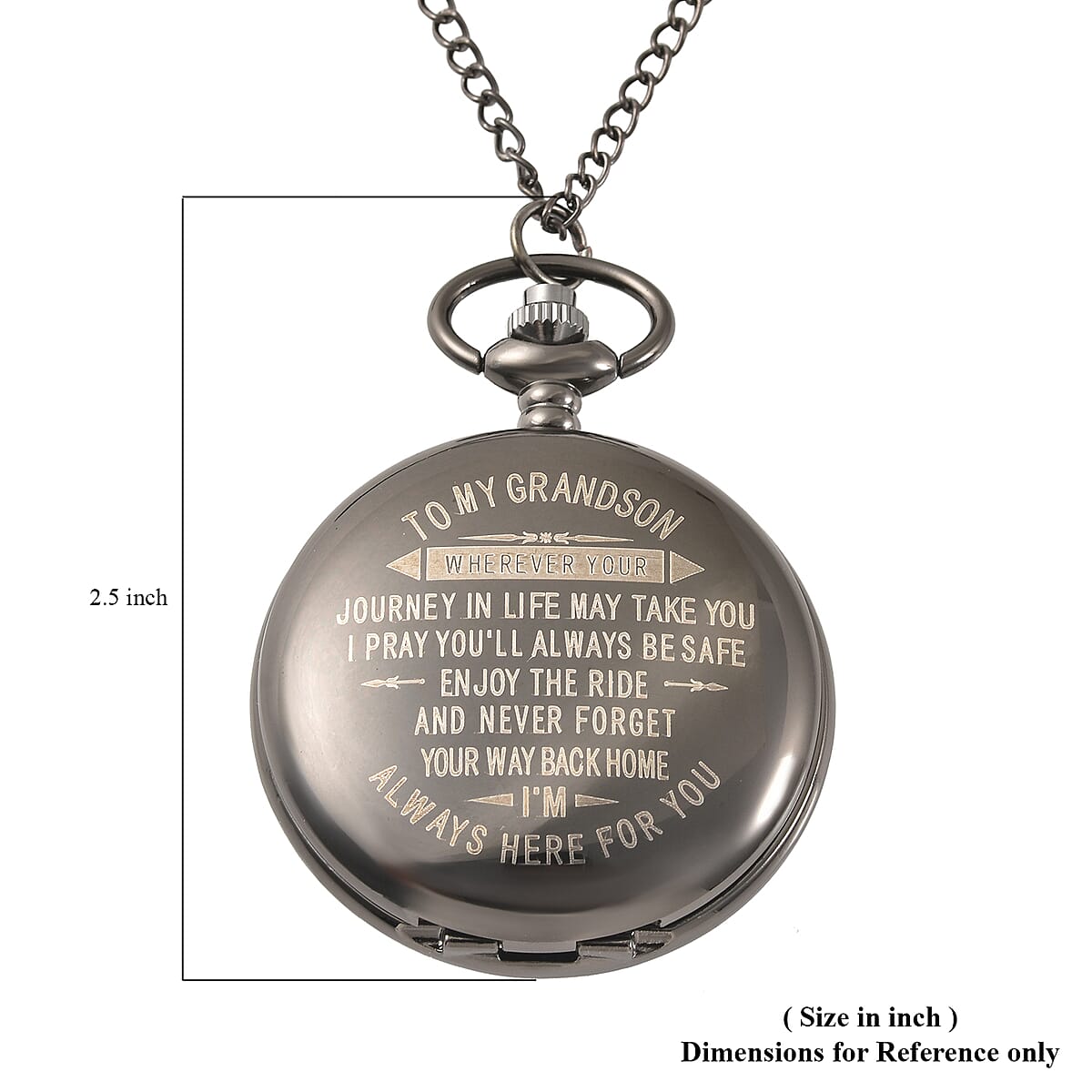 Strada Japanese Movement Grandson Laser Pattern Pocket Watch with Chain in Brown Teddy Bear Wallet image number 6