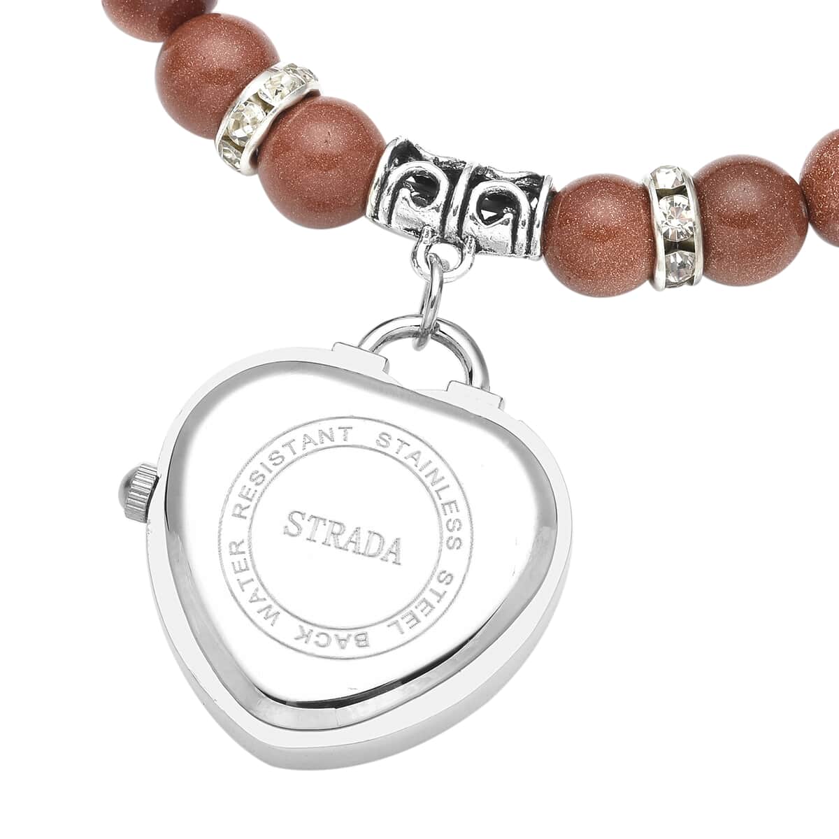 Strada Goldstone Japanese Movement Beaded Stretch Bracelet Charm Watch in Teddy Pouch 21.00 ctw image number 4