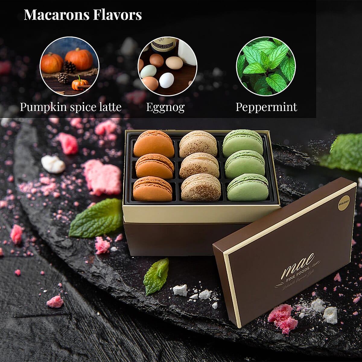 Holiday Gourmet Chocolate Bonbons and French Macarons Gift Set Large (Onbon 4 ea) (Macaron) image number 1