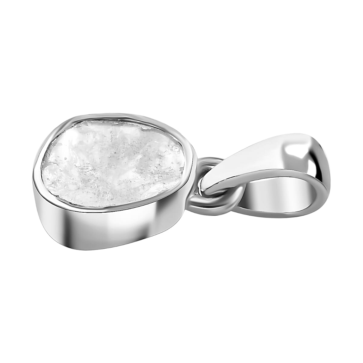 Polki Diamond Dangling Earrings and Solitaire Pendant without Chain in Platinum Over Sterling Silver 0.50 ctw image number 4