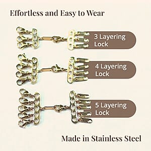 EverTrue Set of 3 Jewelry Layering Lock Hearts Lobster Clasps with Spring Ring Lock in ION Plated YG Stainless Steel (1pcs 3row, 1pcs 4row, 1pcs 5row), Jewelry Closure, Lobster Locks