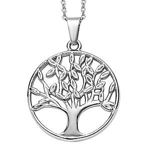 Tree of Life Earrings and Pendant Necklace (20 Inches) in Stainless Steel