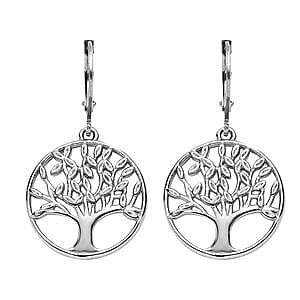Tree of Life Earrings and Pendant Necklace (20 Inches) in Stainless Steel