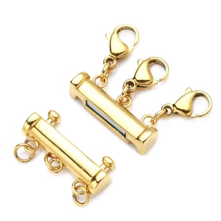 14K GOLD STAINLESS STEEL PAPER CLIP PADLOCK PENDANT NECKLACE