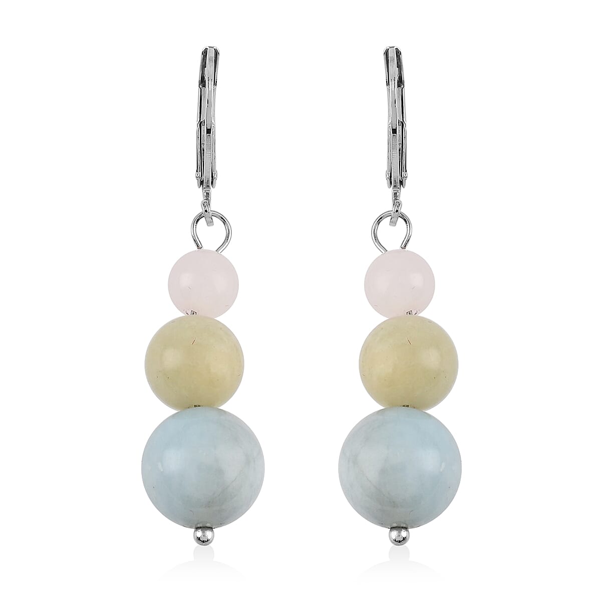 Set of 2 Multi Fluorite and Amazonite Earrings in Stainless Steel 49.00 ctw