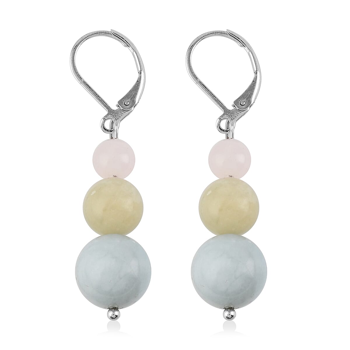 Set of 2 Multi Fluorite and Amazonite Earrings in Stainless Steel 49.00 ctw