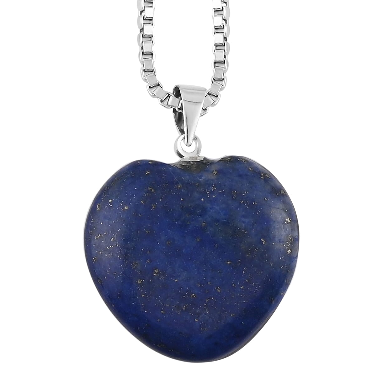 Green Aventurine and Lapis Lazuli Set of 2 Heart Pendant Necklace 18 Inches in Stainless Steel 32.00 ctw image number 1