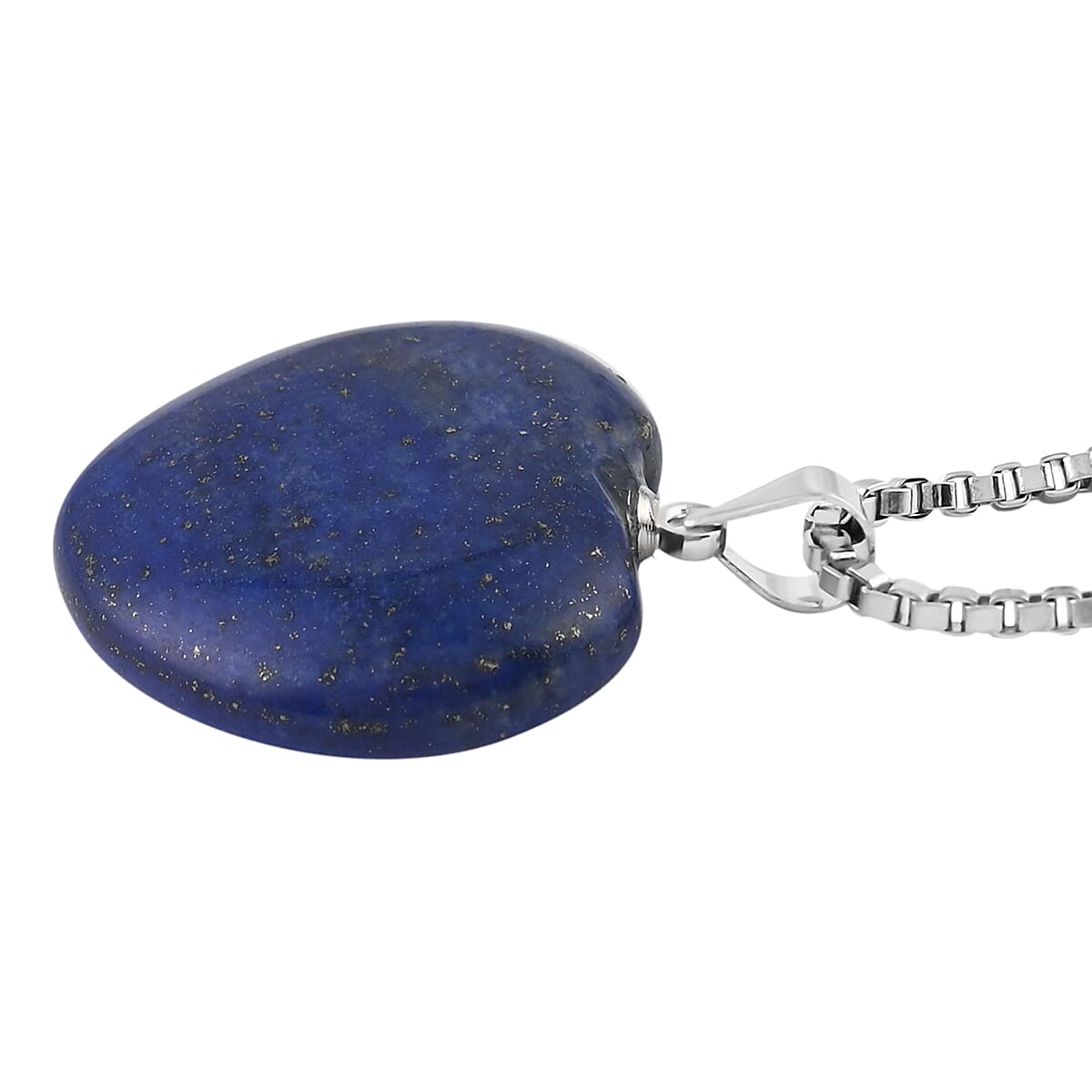 Green Aventurine and Lapis Lazuli Set of 2 Heart Pendant Necklace 18 Inches in Stainless Steel 32.00 ctw image number 2