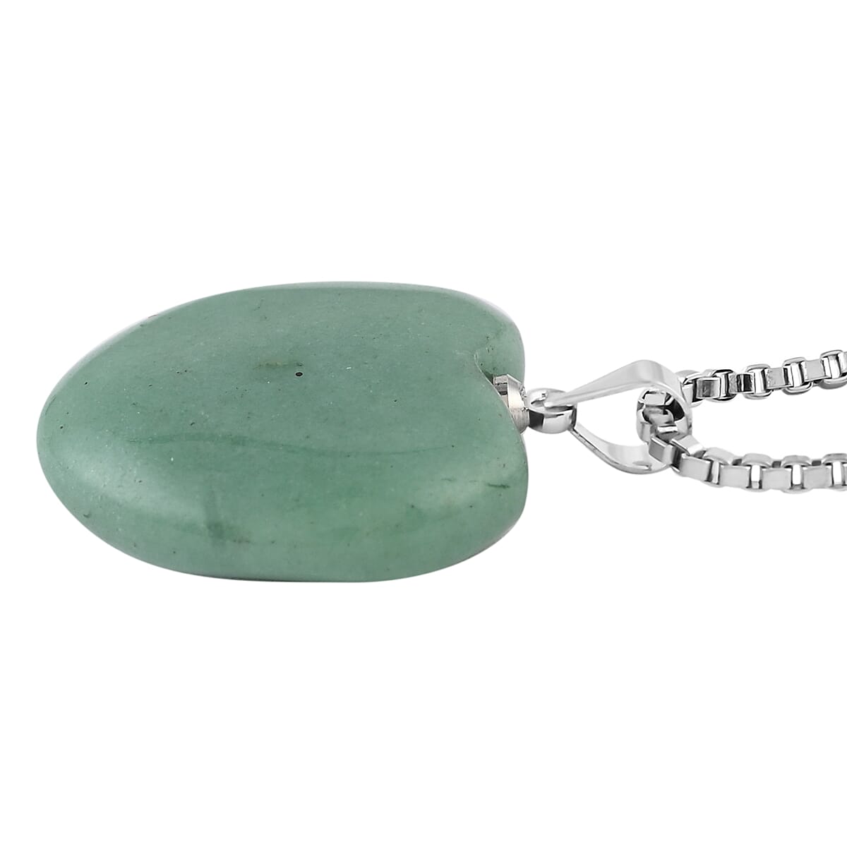 Green Aventurine and Lapis Lazuli Set of 2 Heart Pendant Necklace 18 Inches in Stainless Steel 32.00 ctw image number 4