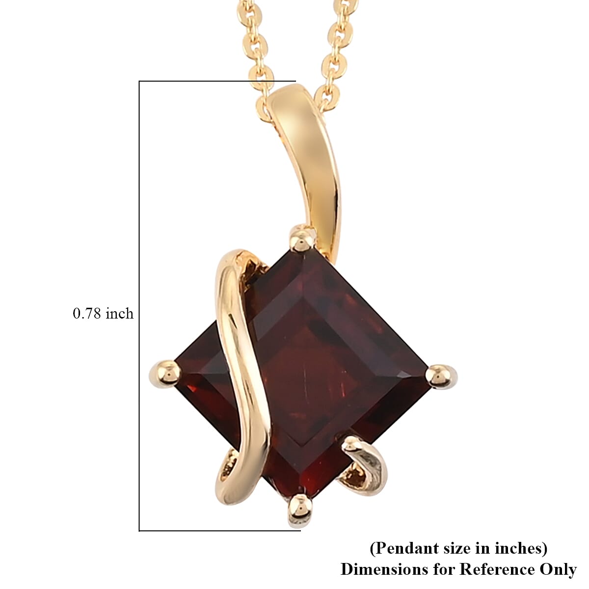 Brazilian Red Citrine Pendant Necklace 20 Inches in Vermeil Yellow Gold Over Sterling Silver 2.50 ctw