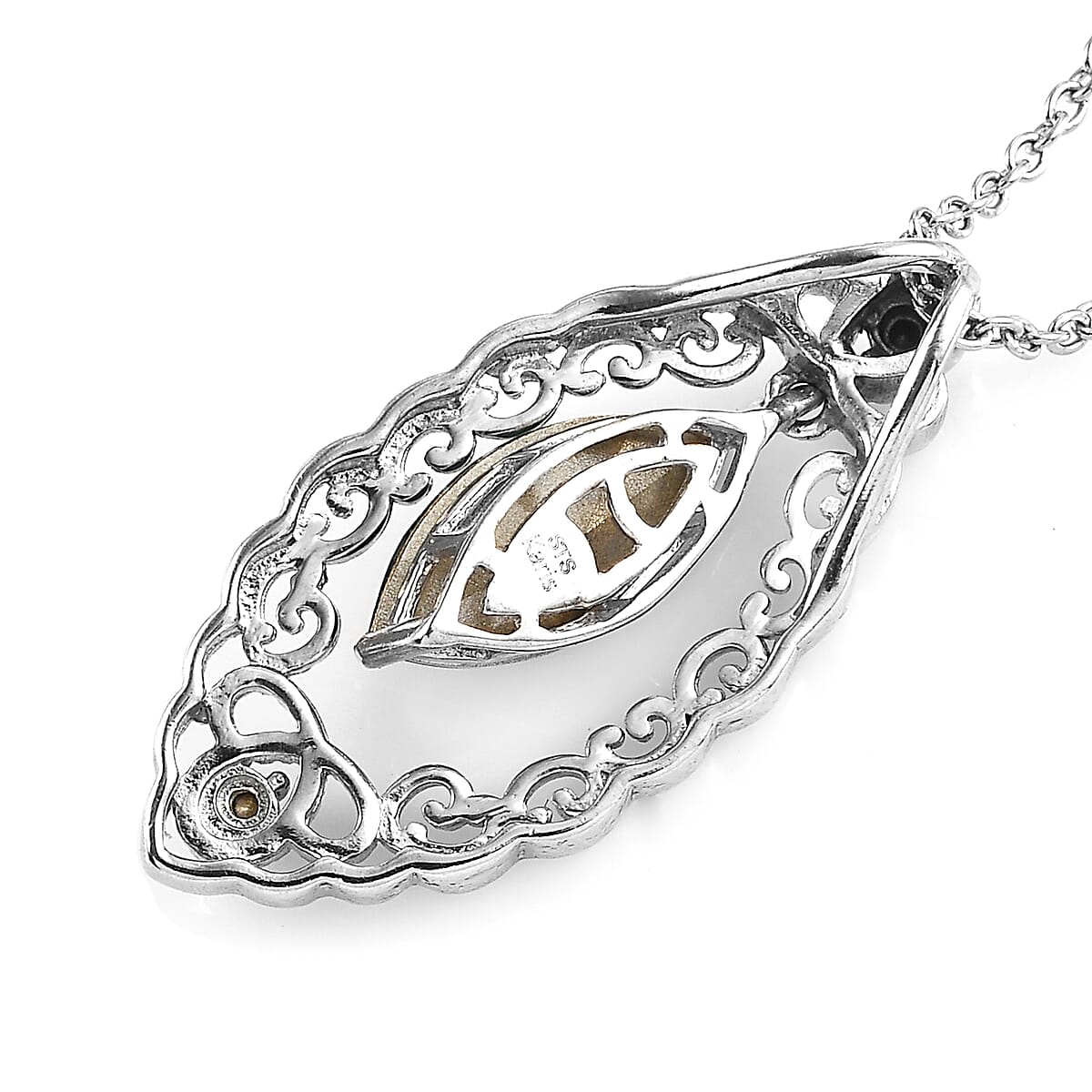 Karis Emerald Crystal Pendant Necklace 20 Inches in Platinum Bond and Stainless Steel 3.25 ctw image number 4