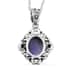 Artisan Crafted Tanzanite Carved and Polki Diamond Pendant Necklace 20 Inches in Sterling Silver 5.10 ctw image number 4