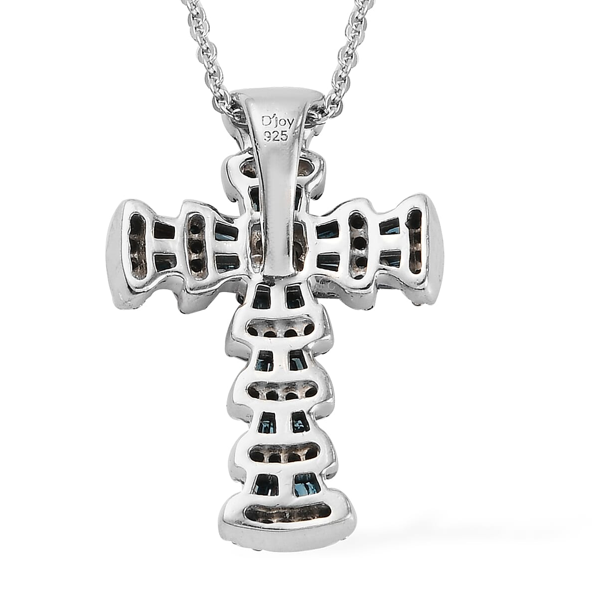 Blue Diamond Pendant Necklace 20 Inches in Platinum Over Sterling Silver 0.75 ctw