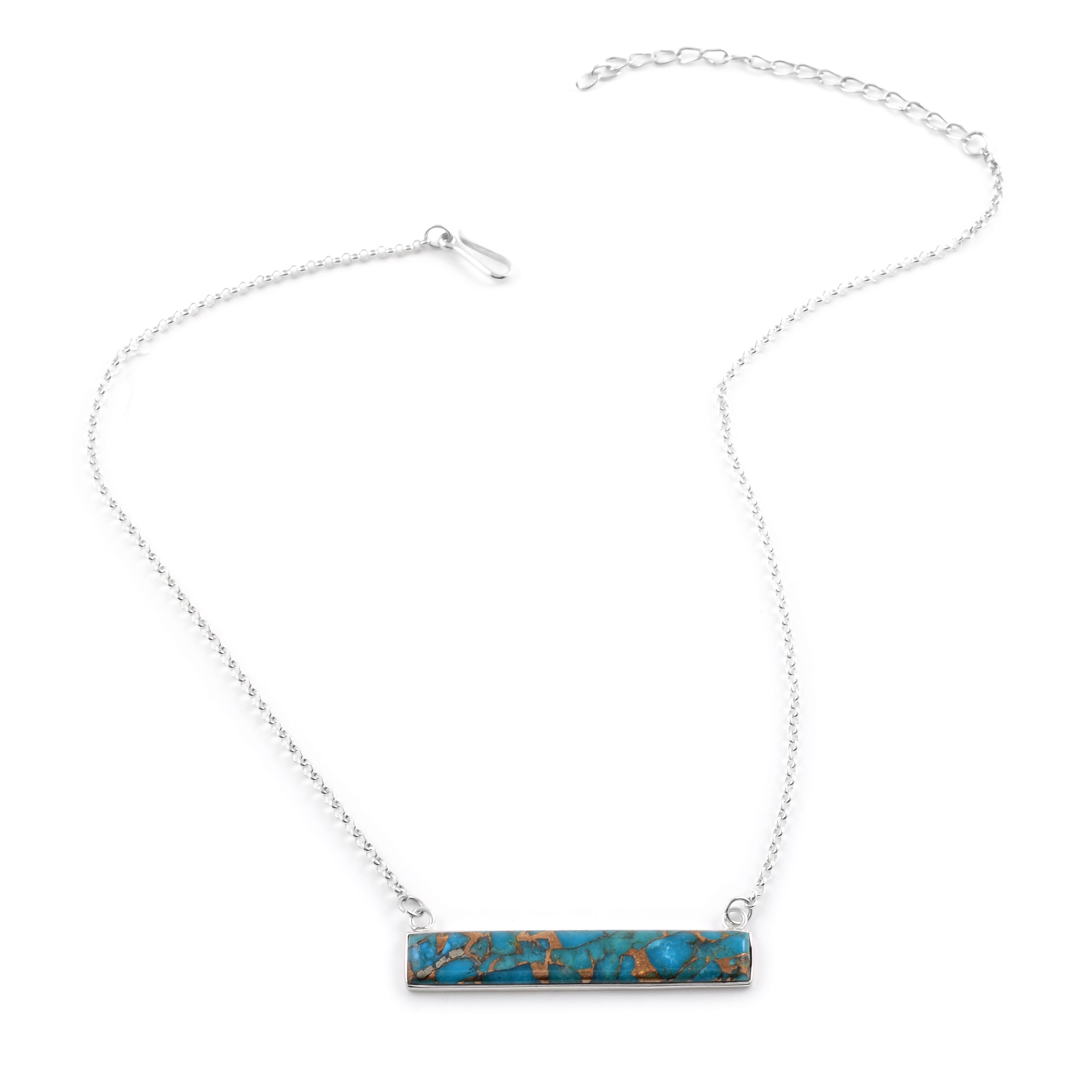 Santa Fe Style Mojave Blue Turquoise Dangle Earrings and Bar Necklace 16 Inches in Sterling Silver 56.90 Grams 5.50 ctw