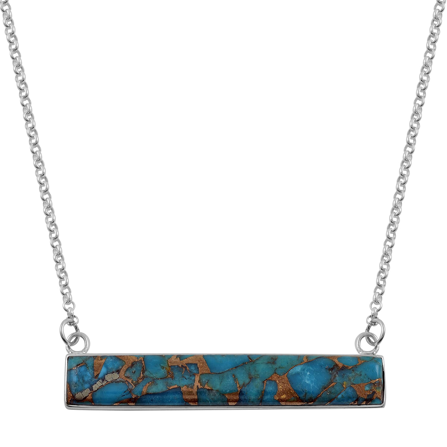 Santa Fe Style Mojave Blue Turquoise Dangle Earrings and Bar Necklace 16 Inches in Sterling Silver 56.90 Grams 5.50 ctw