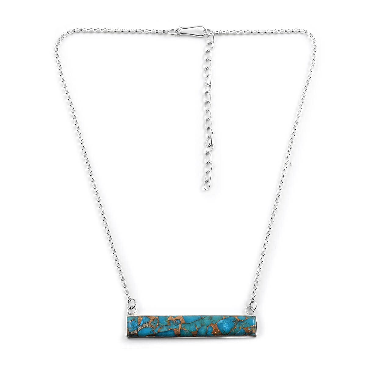 Santa Fe Style Mojave Blue Turquoise Dangle Earrings and Bar Necklace 16 Inches in Sterling Silver 56.90 Grams 5.50 ctw