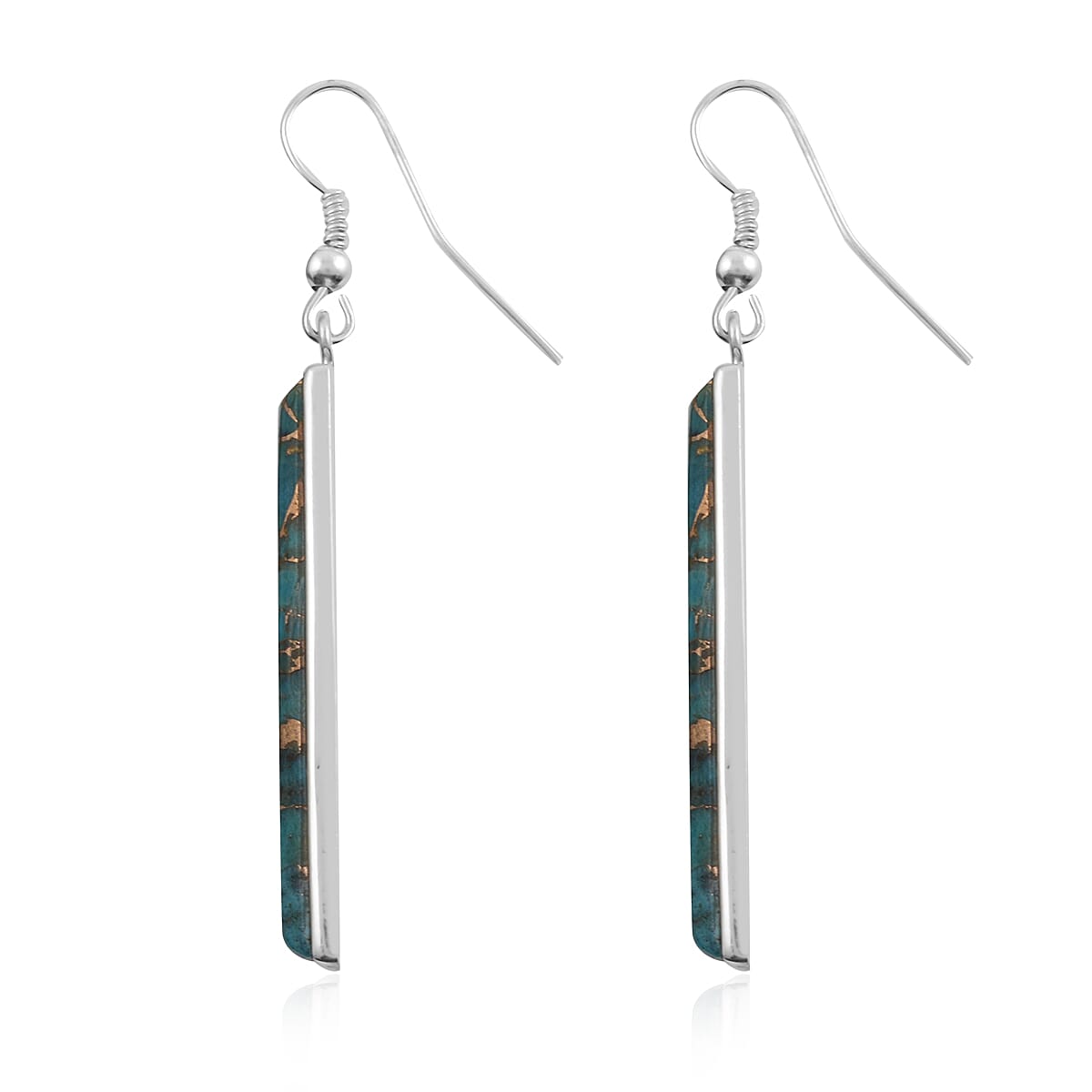 Santa Fe Style Mojave Blue Turquoise Dangle Earrings and Bar Necklace 16 Inches in Sterling Silver 56.90 Grams 5.50 ctw