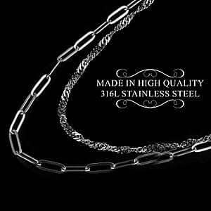 EverTrue 15 Pieces Jewelry Set, Set of Necklace, Bracelet, Earrings, and Extender, 18K White Gold Plated Stainless Steel Jewelry Set, Free Velvet Travel Organizer pouch