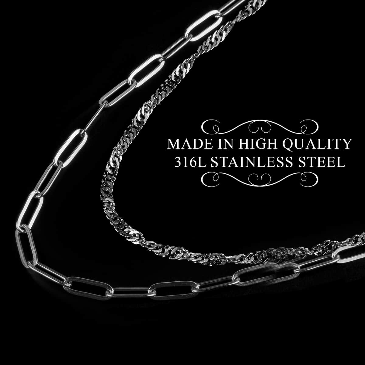 EVER TRUE 18Kt White Gold Plated 15 Piece Necklace, Bracelet, Earrings and Extender Set in Stainless Steel with Velvet Travel Organizer image number 1