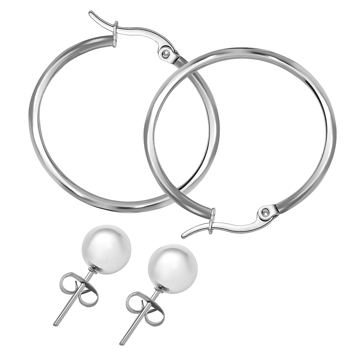 EverTrue 15 Pieces Jewelry Set, Set of Necklace, Bracelet, Earrings, and Extender, 18K White Gold Plated Stainless Steel Jewelry Set, Free Velvet Travel Organizer pouch
