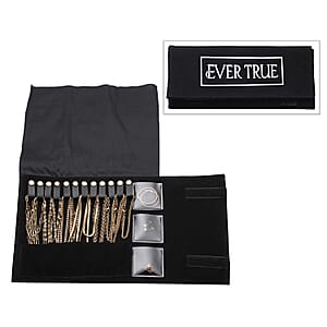 EverTrue 15 Pieces Jewelry Set, Set of Necklace, Bracelet, Earrings, and Extender, 18K Yellow Gold Plated Stainless Steel Jewelry Set, Free Velvet Travel Organizer pouch