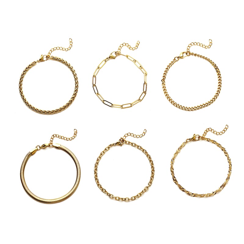 EverTrue 15 Pieces Jewelry Set, Set of Necklace, Bracelet, Earrings, and Extender, 18K Yellow Gold Plated Stainless Steel Jewelry Set, Free Velvet Travel Organizer pouch