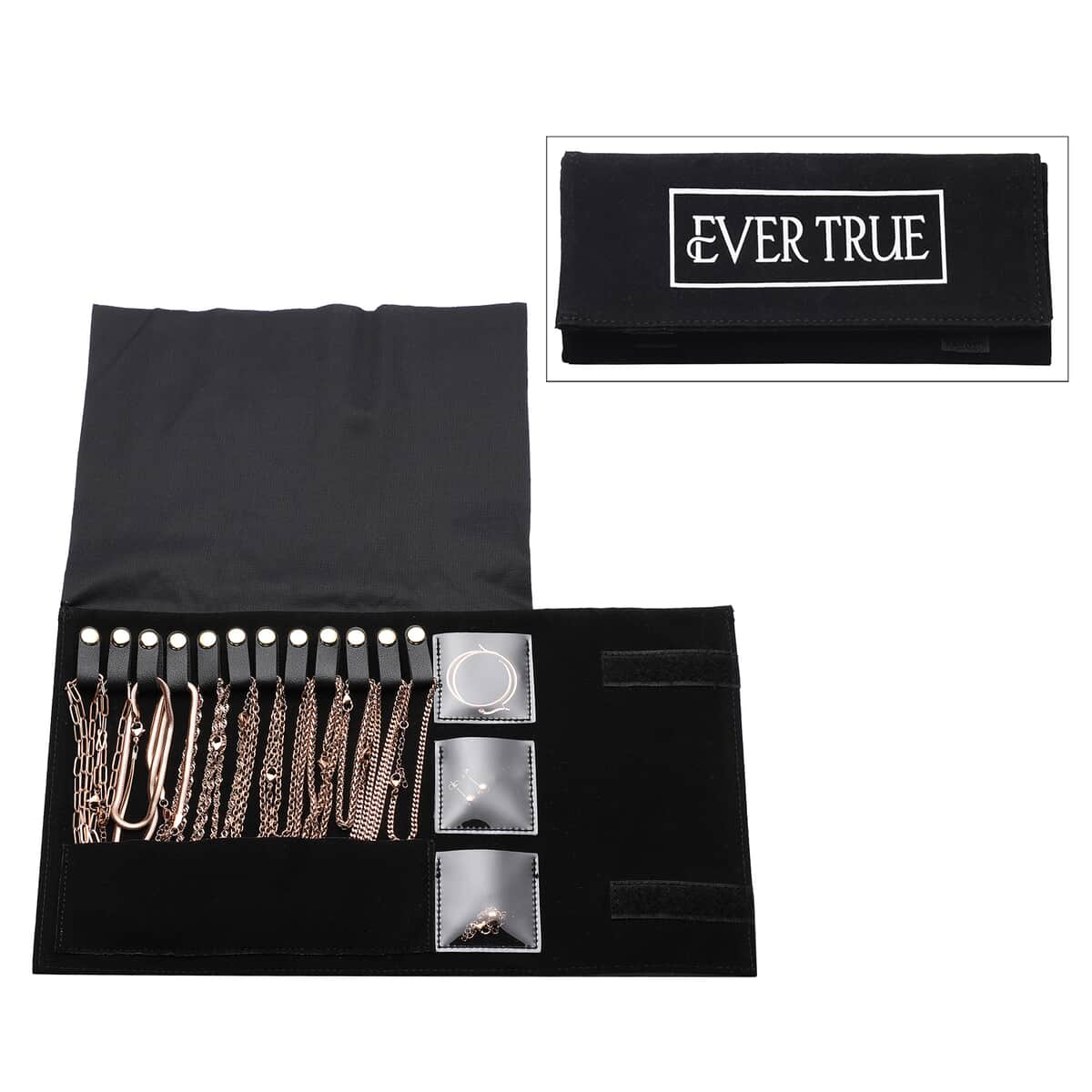 Ever True 15 Pieces Jewelry Set, Set of Necklace, Bracelet, Earrings, and Extender, 18K Rose Gold Plated Stainless Steel Jewelry Set, Free Velvet Travel Organizer pouch image number 0