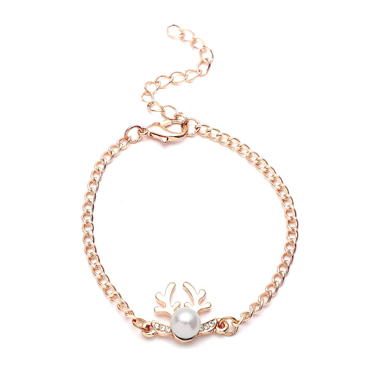 You are My Blessing Jewelry Gift Box with White Shell Pearl Christmas Reindeer Necklace 20 Inches Bracelet (7in) and Earrings in Rosetone image number 5