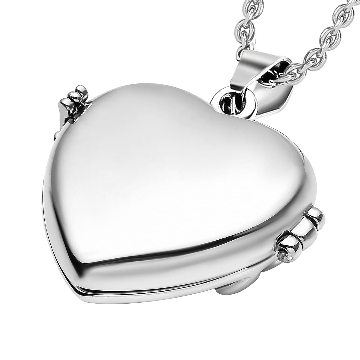 Lapis Lazuli Openable Heart Pendant Necklace 20 Inches in Stainless Steel 20.00 ctw image number 4