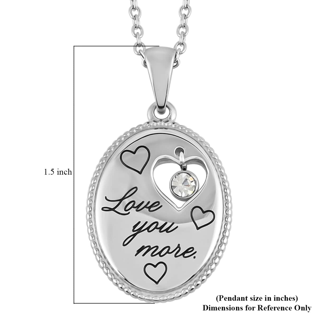 HALLMARK Austrian Crystal "Love You More" Pendant Necklace (18 Inches) in Stainless Steel image number 5