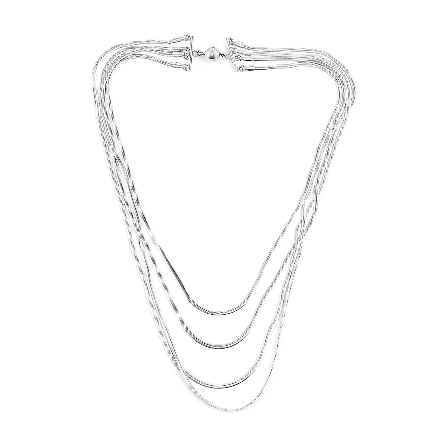 Multi Layer Snake Chain Bracelet (8In) and Necklace 20 Inches in Stainless Steel 48.35 Grams