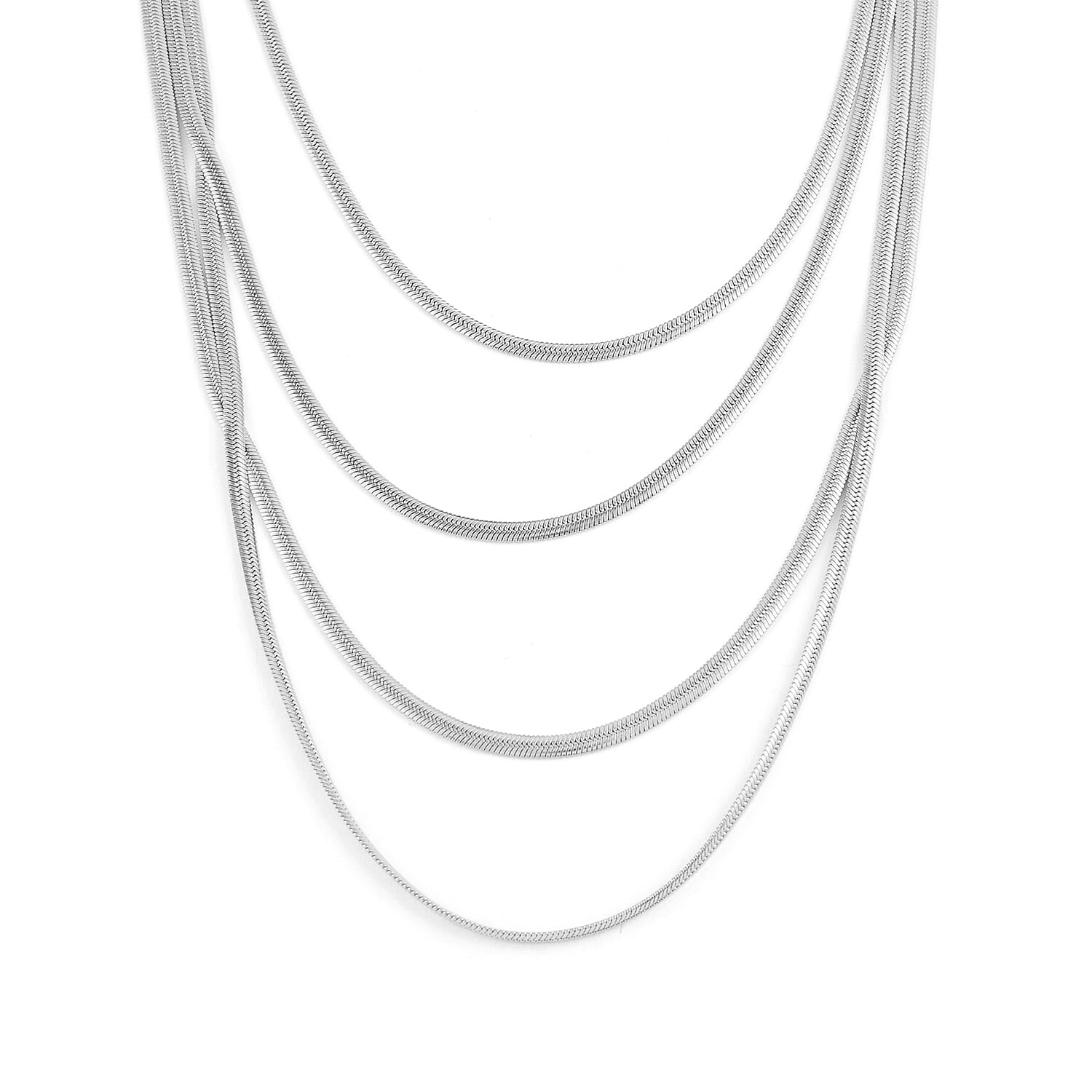 Multi Layer Snake Chain Bracelet (8In) and Necklace 20 Inches in Stainless Steel 48.35 Grams