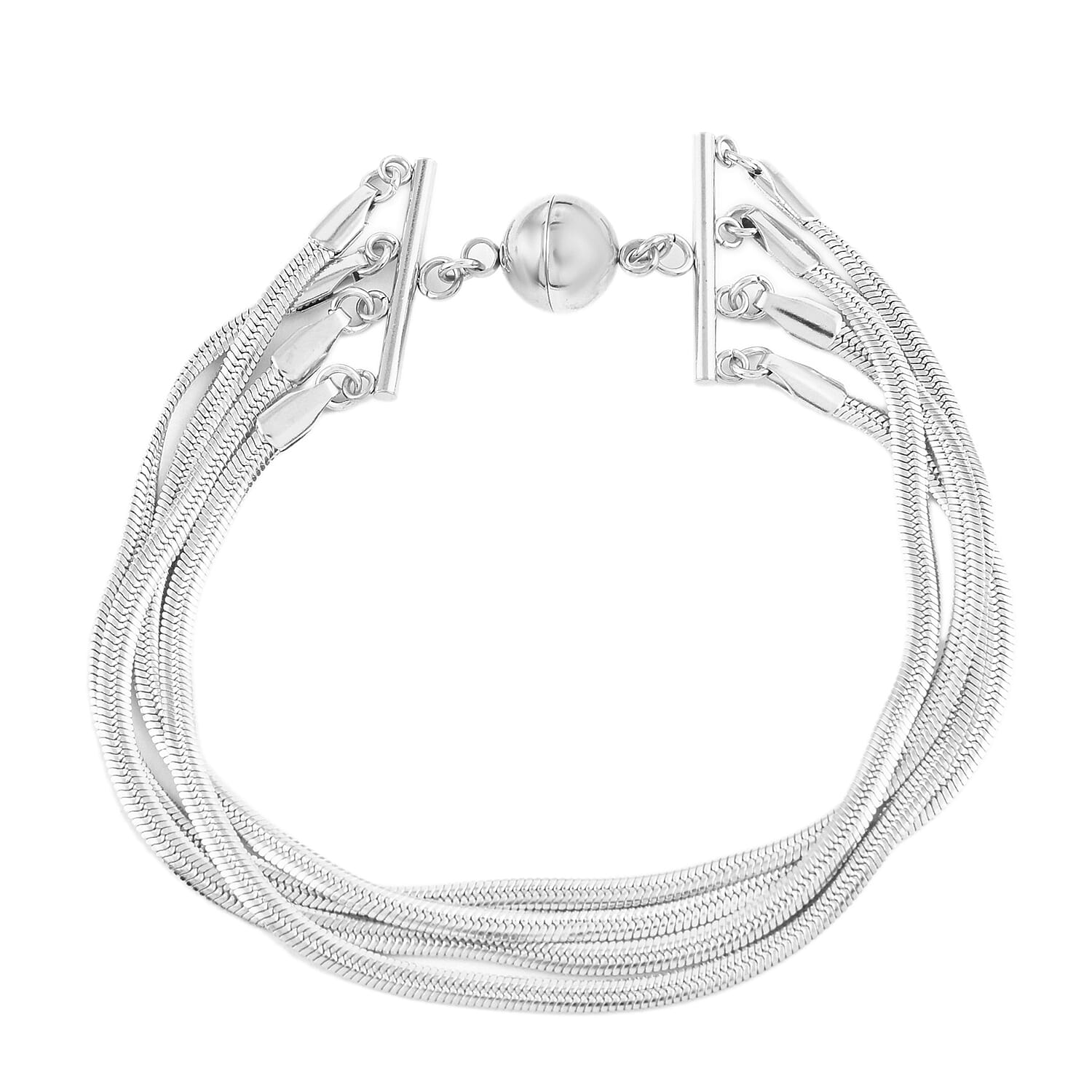 Multi Layer Snake Chain Bracelet (8In) and Necklace 20 Inches in Stainless Steel 48.35 Grams