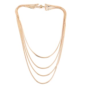 Multi Layer Snake Chain Bracelet (8In) and Necklace 20 Inches in ION Plated Rose Gold Stainless Steel 48.35 Grams
