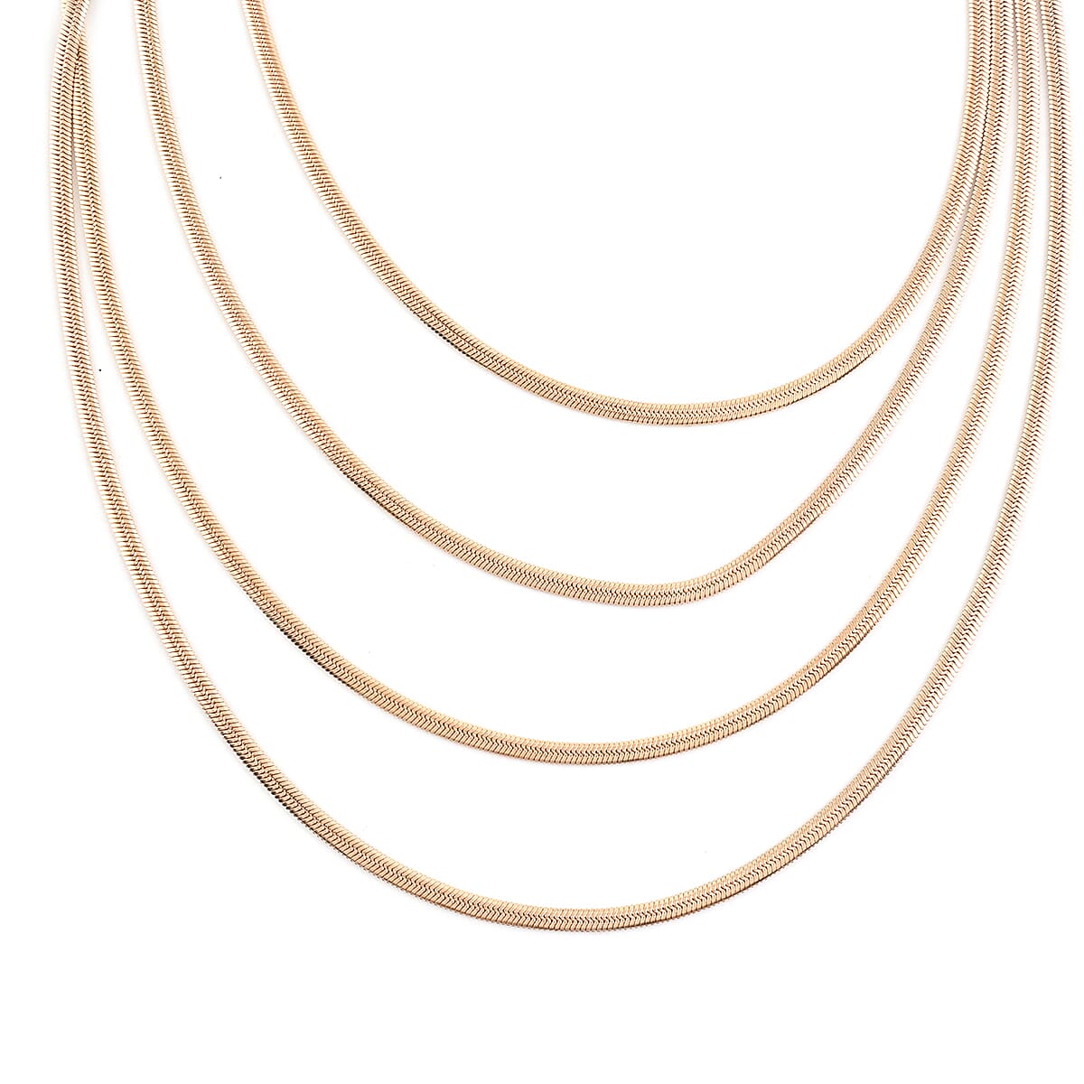 Multi Layer Snake Chain Bracelet (8In) and Necklace 20 Inches in ION Plated Rose Gold Stainless Steel 48.35 Grams image number 4