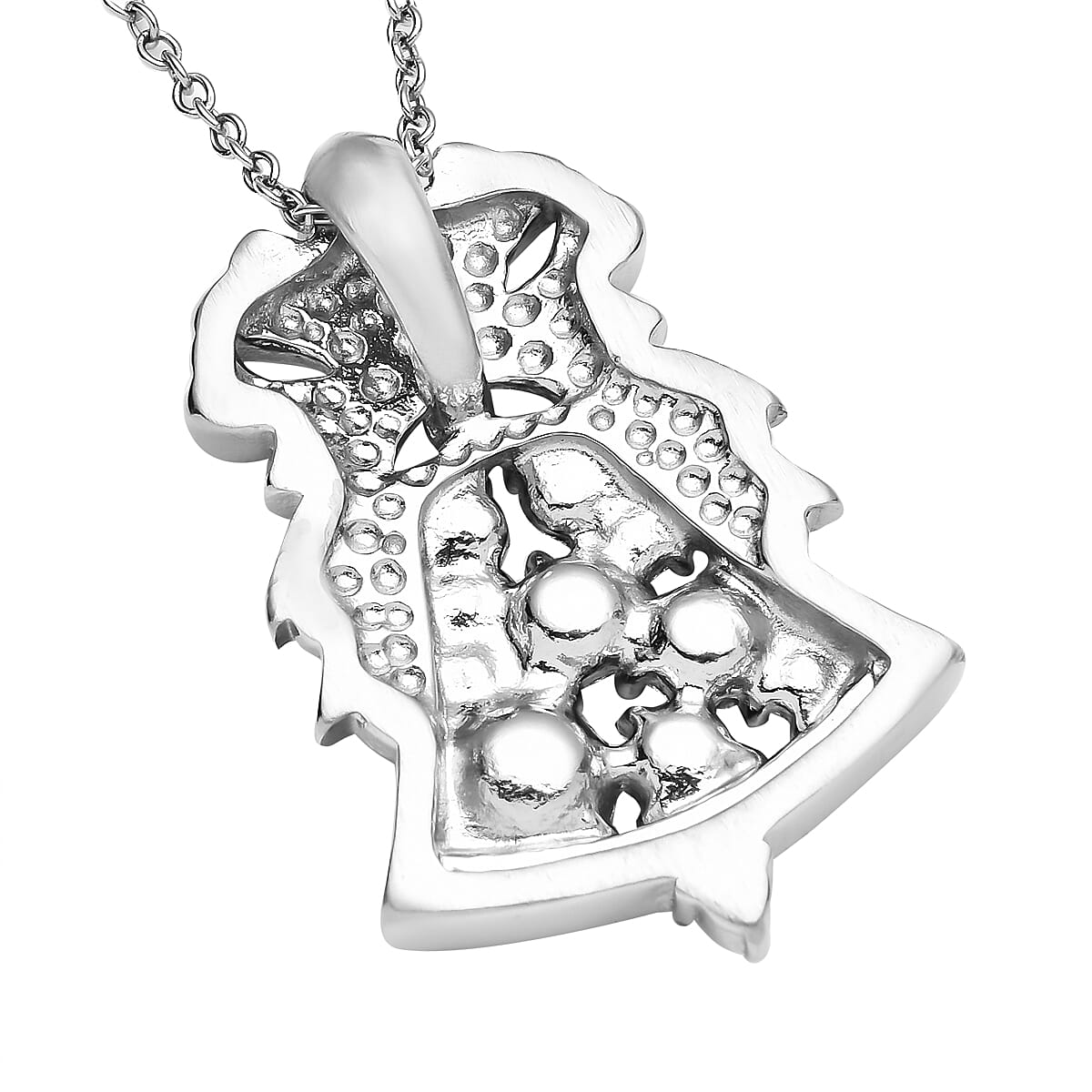 Multi Color Austrian Crystal Jingle Bell Shape Pendant Necklace 20 Inches in Stainless Steel image number 4
