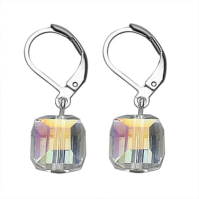 Simulated Mystic Quartz Beaded Bracelet (7-7.5In) and Drop Earrings in Silvertone