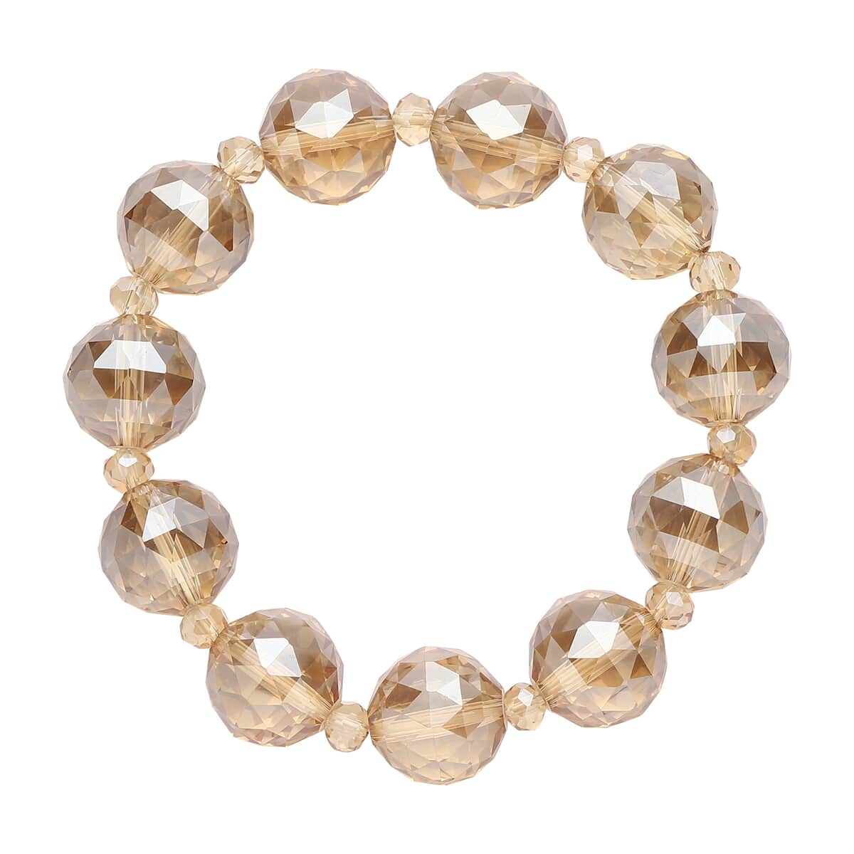 Simulated Champagne Quartz Beaded Bracelet (7-7.5In) and Drop Earrings in Silvertone 289.00 ctw image number 2