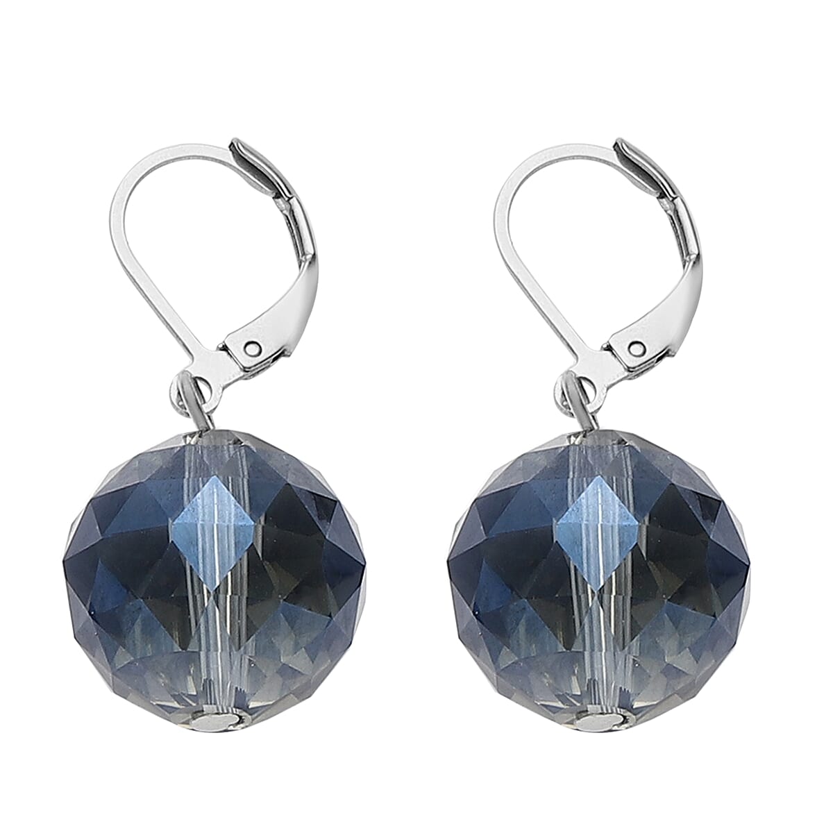 Simulated Blue Magic Quartz Beaded Bracelet (7-7.5In) and Drop Earrings in Silvertone image number 3