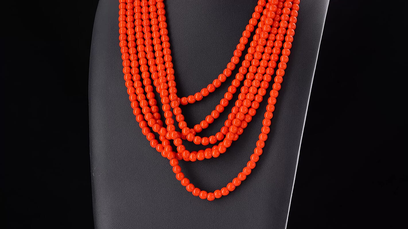 Freshened Orange Howlite Beaded Dangle Earrings and Multi Strand Necklace 18-20 Inches in Silvertone and Stainless Steel 758.50 ctw