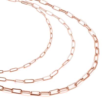 Shop LC Set of 3 Stainless Steel Paper Clip Chain Necklace Jewelry