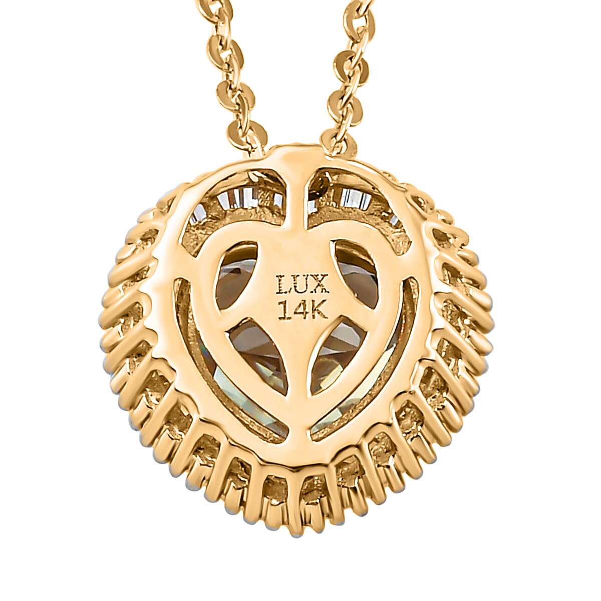 Luxoro 14K Yellow Gold AAA Turkizite and G-H I2 Diamond Heart Pendant Necklace 20 Inches 2.15 ctw