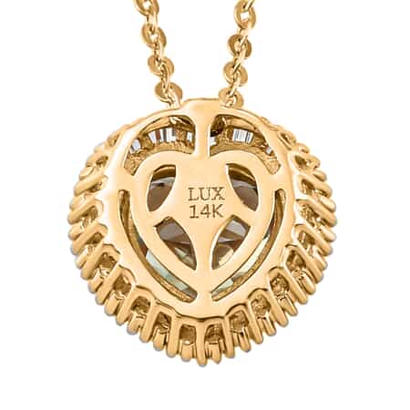 Luxoro 14K Yellow Gold AAA Turkizite and G-H I2 Diamond Heart Pendant Necklace 20 Inches 2.15 ctw image number 4