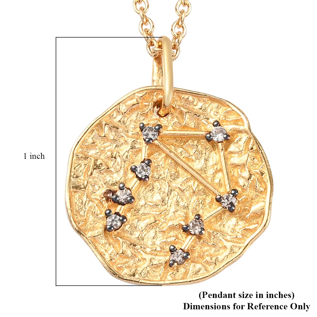 KARIS Natural Champagne Zircon Libra Zodiac Pendant Necklace (20 Inches) in ION Plated 18K YG and ION Plated YG Stainless Steel 0.15 ctw image number 5