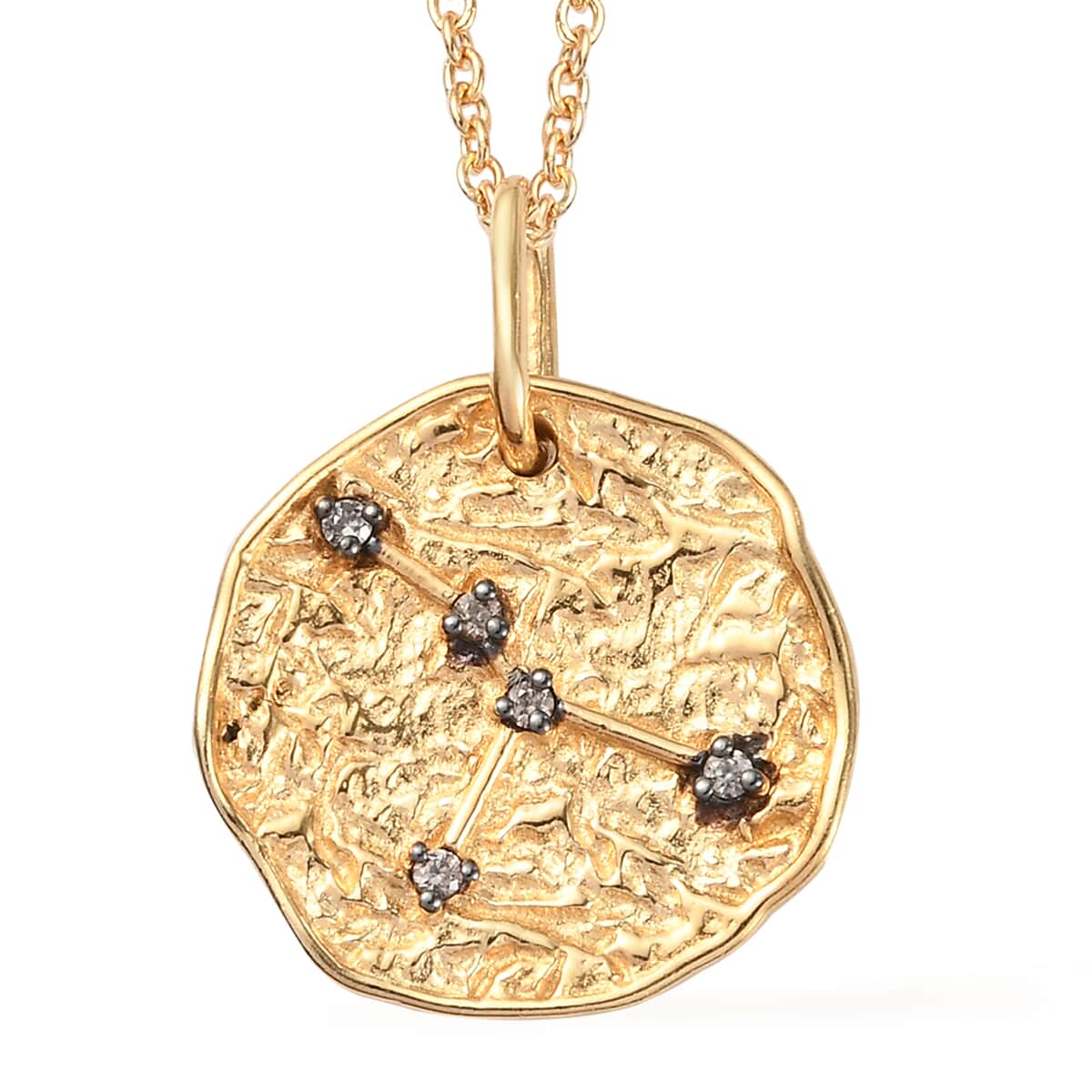 KARIS Natural Champagne Zircon Cancer Zodiac Lucky Coin Pendant Necklace 20 Inches in 18K YG Plated and ION Plated YG Stainless Steel 0.10 ctw image number 0