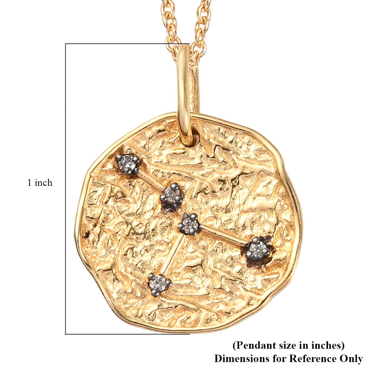 KARIS Natural Champagne Zircon Cancer Zodiac Lucky Coin Pendant Necklace 20 Inches in 18K YG Plated and ION Plated YG Stainless Steel 0.10 ctw image number 5