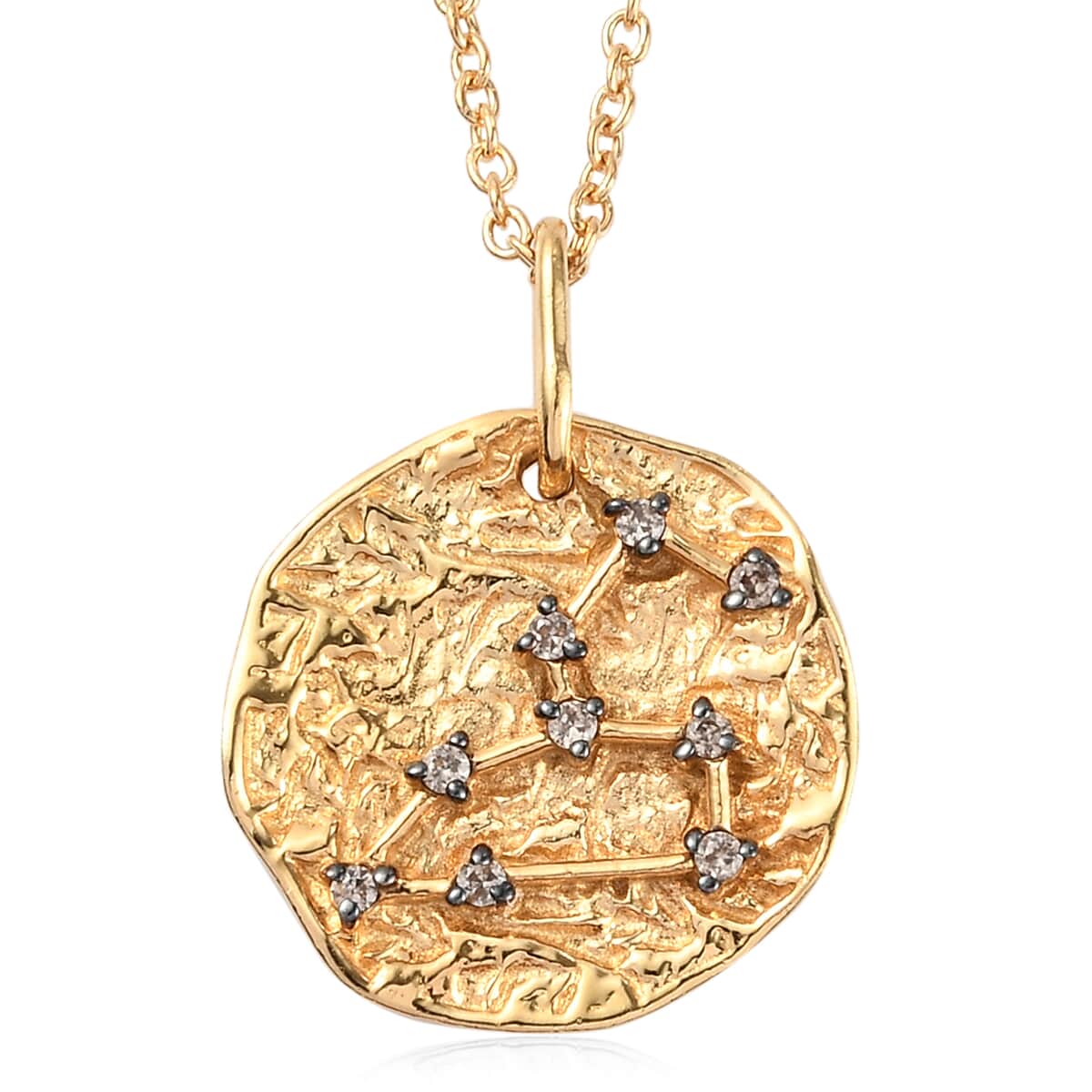KARIS Natural Champagne Zircon Virgo Zodiac Lucky Coin Pendant Necklace 20 Inches in 18K YG Plated and ION Plated YG Stainless Steel 0.30 ctw image number 0