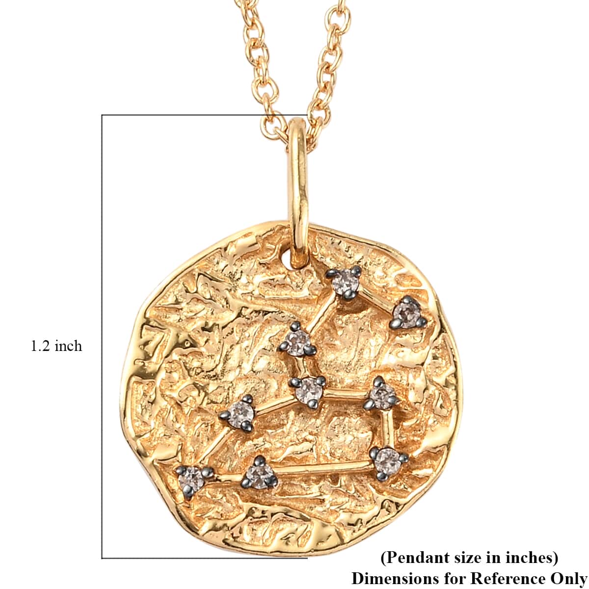 KARIS Natural Champagne Zircon Virgo Zodiac Lucky Coin Pendant Necklace 20 Inches in 18K YG Plated and ION Plated YG Stainless Steel 0.30 ctw image number 5