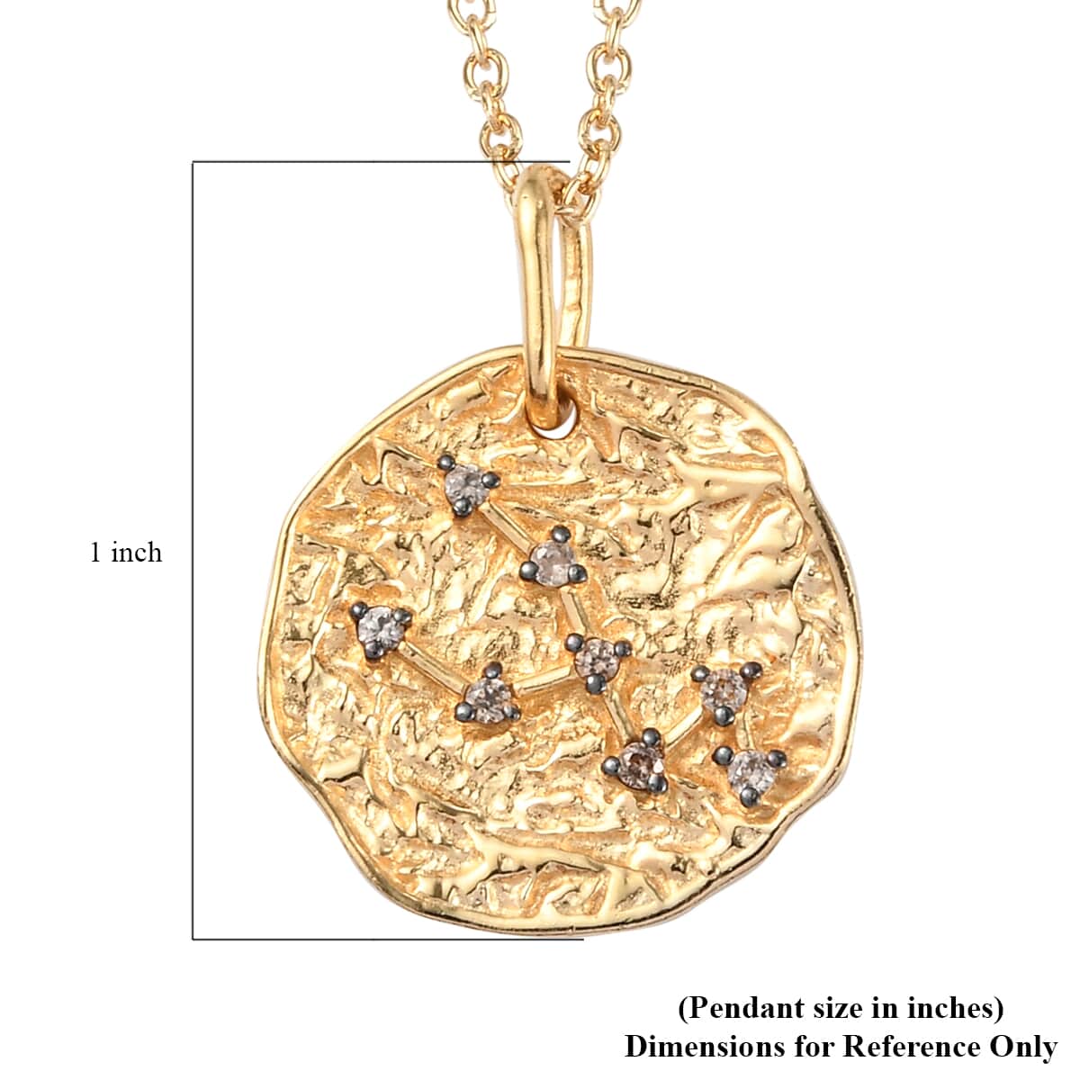 KARIS Natural Champagne Zircon Taurus Zodiac Lucky Coin Pendant Necklace 20 Inches in 18K YG Plated and ION Plated YG Stainless Steel 0.15 ctw image number 5